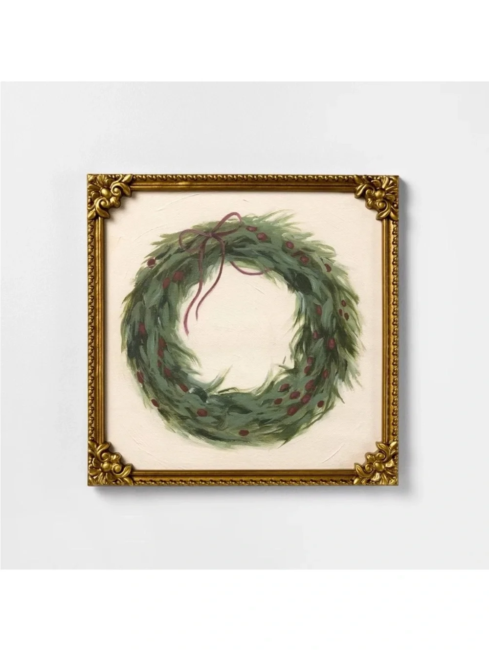 16x16 Red Ribbon Wreath Framed Wall Art - Threshold Studio McGee Christmas